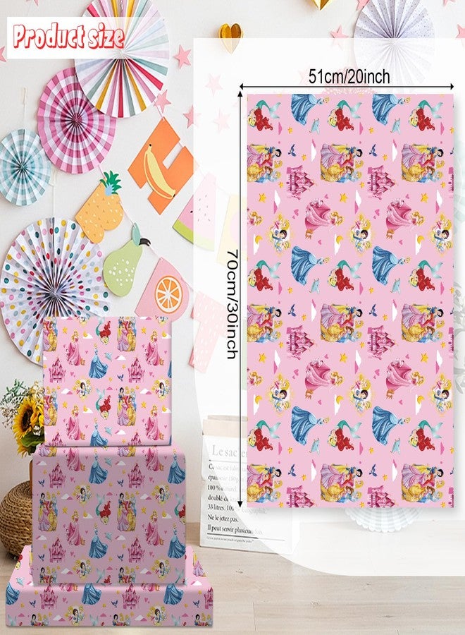 Omto 4 Pcs Wrapping Paper for Baby Shower Kids Birthday princess Party Decorations Wedding DIY Crafts Gift Packing, 20 x 30 Inch (princess) - Image 3